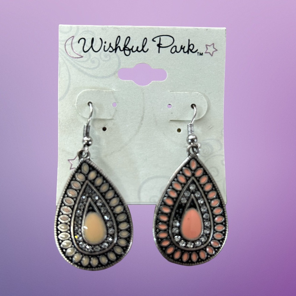 Wishful Park Silver and Pink Teardrop Earrings